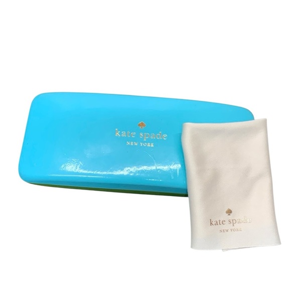 Kate Spade Blue & Green Hard Shell Glasses Case with Cloth - Picture 1 of 9